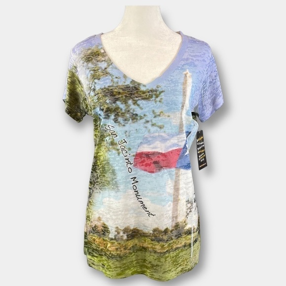 NWT Texas San Jacinto Monument Burn Out Women's Tee Shirt Size Medium - Picture 2 of 7